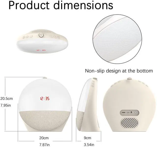 Alt view image 7 of 7 - Sunrise Alarm Clock, Wake Up Light with Natural Sunrise Simulation, White Noise Machine, Bluetooth Speaker, RGB Night Light, Sleep Aid Music Player for Deep Sleepers, Bedroom Bedside Decor