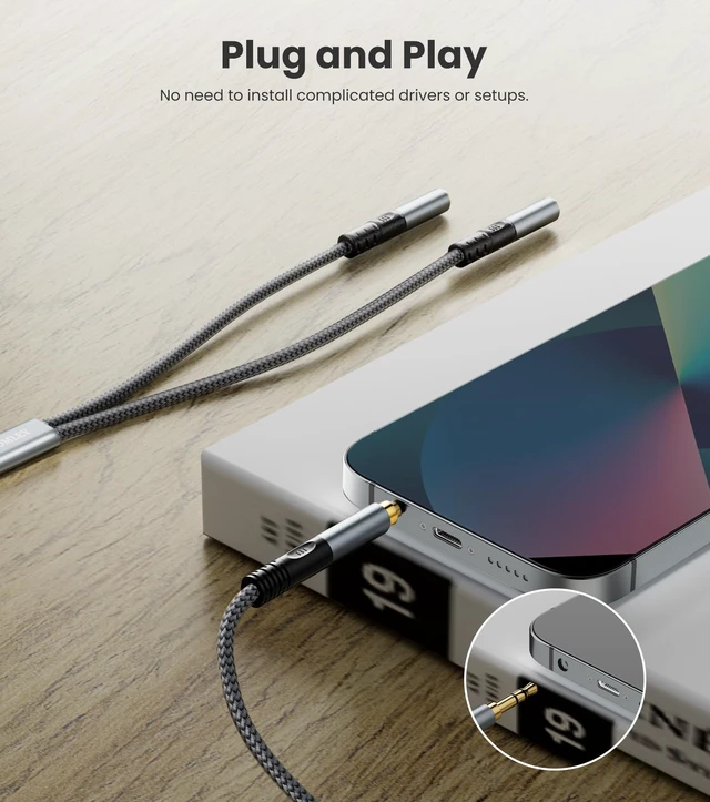 Alt view image 7 of 7 - Headphone Splitter 3.5mm 1 Male to 2 Female Adapter, 3.3FT Nylon-Braided Jack Extension Cable for Headset/Smartphone/Tablet/Laptop, Audio Output Only, Gold-Plated OFC HiFi Sound