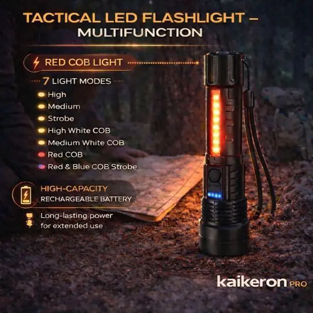 Alt view image 7 of 7 - Rechargeable Flashlights 2 Pack Tactical Flashlight Set Super Bright High Lumens Flash Light 7 Modes Zoomable Linterna Waterproof EDC Pocket Lights for Emergency Camping Home & Car USB-C