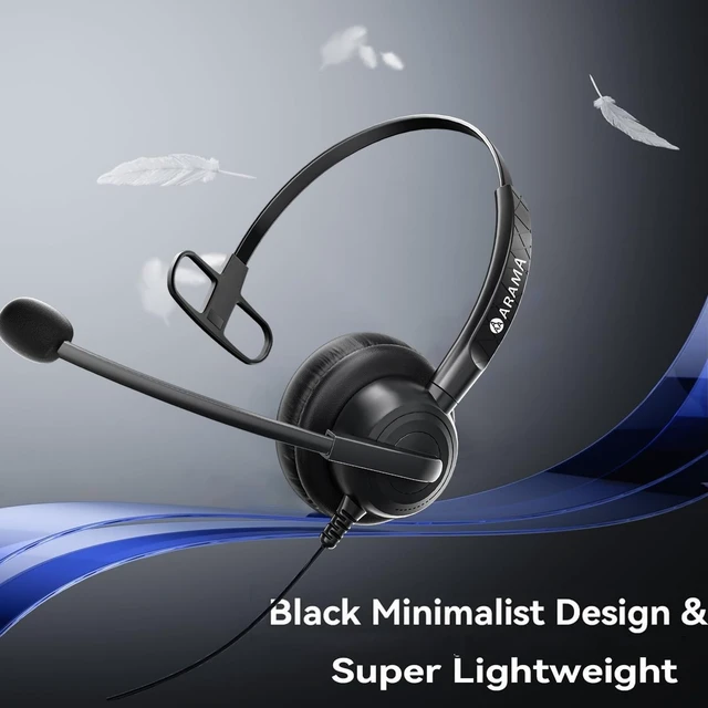 Alt view image 3 of 7 - Arama Headset with Microphone for Pc, USB Headset with Mic, Computer Headphones with Noise Canceling Microphone for Laptop, Wired Headphones with Mute for Home Office Online Class Skype Zoom Meetings
