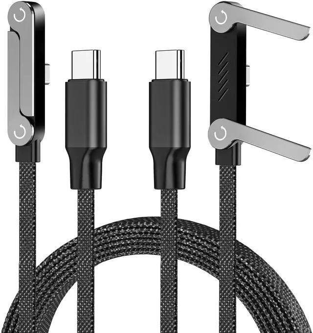 Main image of 240W USB C to USB C Cable 2-Pack 5FT with Desktop Stand, 90 Degree Right Angle Braided Fast Charging Type C Cord for iPhone 17/16/15, MacBook Pro/Air M4, Galaxy S25/S24, iPad Pro, Switch