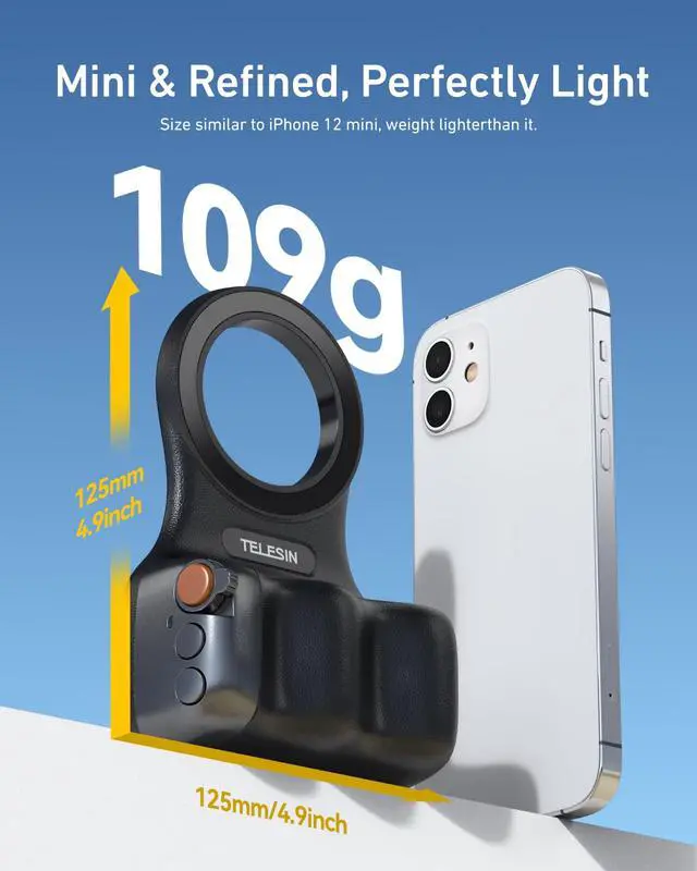 Alt view image 7 of 7 - Fun Shot Magnetic Phone Camera DSLR Style Shutter Grip for Magsafe iPhone & Android with Detachable Wireless Shutter Button - Official Grip -Comfort Ergonomic Phone Grip Handle Holder(B)
