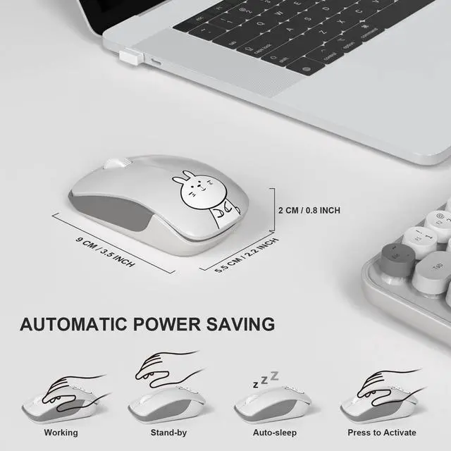 Alt view image 4 of 7 - Wireless Keyboard and Mouse Cute Mouse and Keyboard 2.4G Wireless Keyboards with Colorful 68 Keys Typewriter Retro Round Keycap for PC, Laptop,Tablet,Computer Windows - Grey Colorful