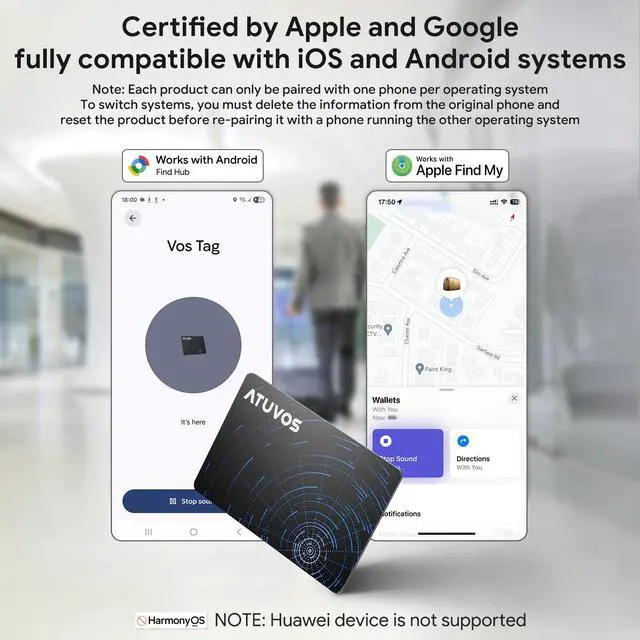 Alt view image 5 of 7 - Air-Tag Wallet Tracker Card Ultra Slim 1.6mm for Android & iOS, Dual System Rechargeable Item Locator Works with Google Find Hub or Apple Find My APP for Luggage, Suitcase, Passport, 2 Pack