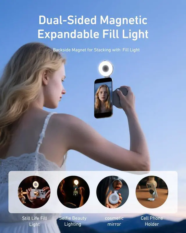 Alt view image 2 of 7 - Fun Shot Magnetic Phone Camera Grip + C03 Magnetic Selfie Light (Silver) Bundle Kit Compatible with iPhone Magsafe & Android, Creator Kit for Selfies/Photography/TikTok/Zoom Calls/Video