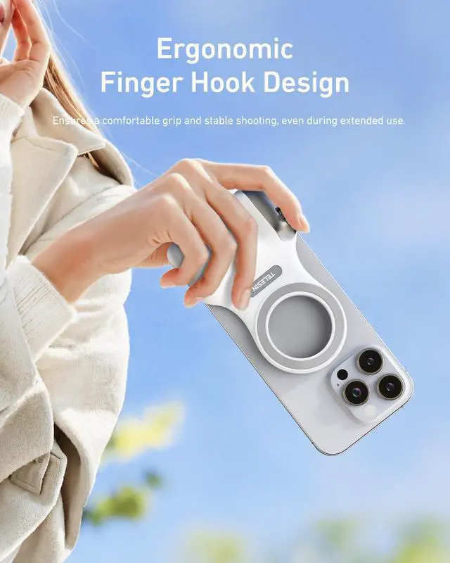 Alt view image 4 of 7 - Fun Shot Magnetic Phone Camera Grip + C03 Magnetic Selfie Light (Silver) Bundle Kit Compatible with iPhone Magsafe & Android, Creator Kit for Selfies/Photography/TikTok/Zoom Calls/Video