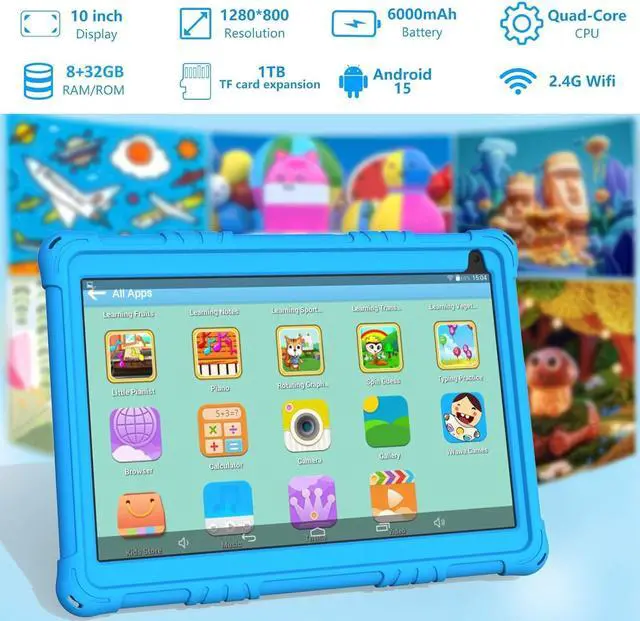 Android 15 Kids Tablet, 10 inch Toddler Tablet for Kids, 8GB RAM+32GB ...
