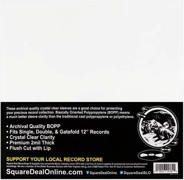 Alt view image 2 of 5 - (500-Pack) Premium 12" LP Record Outer Sleeves 2 Mil BOPP Crystal Clear, Flush Cut, Archival Quality Protection for Vinyl Albums
