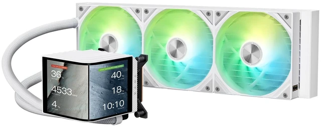 Main image of TRYX Panorama 360mm AIO White Curved Screen GIPHY Built-in Asetek 320w TDP