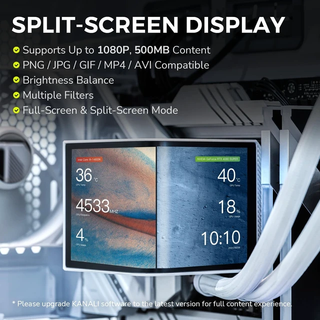 Alt view image 5 of 5 - TRYX Panorama 360mm AIO White Curved Screen GIPHY Built-in Asetek 320w TDP