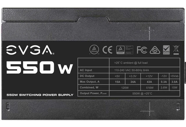 Alt view image 3 of 5 - EVGA 100-N1-0550-L1 550 N1, 550W, 2 Year Warranty, Power Supply