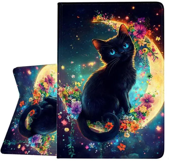 Main image of ZHJLZQAI for ipad 10th Generation Case,ipad 10 Case 10.9 inch 2022,ipad 10.9 inch Case,Soft Rubber Back Cover,Auto Wake/Sleep,Slim Adjustable Viewing Angle Stand.Cat and Moon