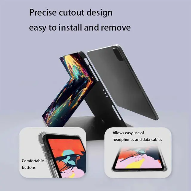 Alt view image 3 of 5 - ZHJLZQAI for ipad 10th Generation Case,ipad 10 Case 10.9 inch 2022,ipad 10.9 inch Case,Soft Rubber Back Cover,Auto Wake/Sleep,Slim Adjustable Viewing Angle Stand.Cat and Moon