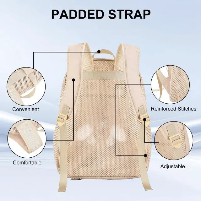 Alt view image 5 of 5 - Slumou Mesh Backpack for School, 25L Large Heavy Duty mesh Schoolbag for Adults Girls Boys Kids with Inner Laptop Compartment for Outdoor Hiking Beach(Cream, Small)