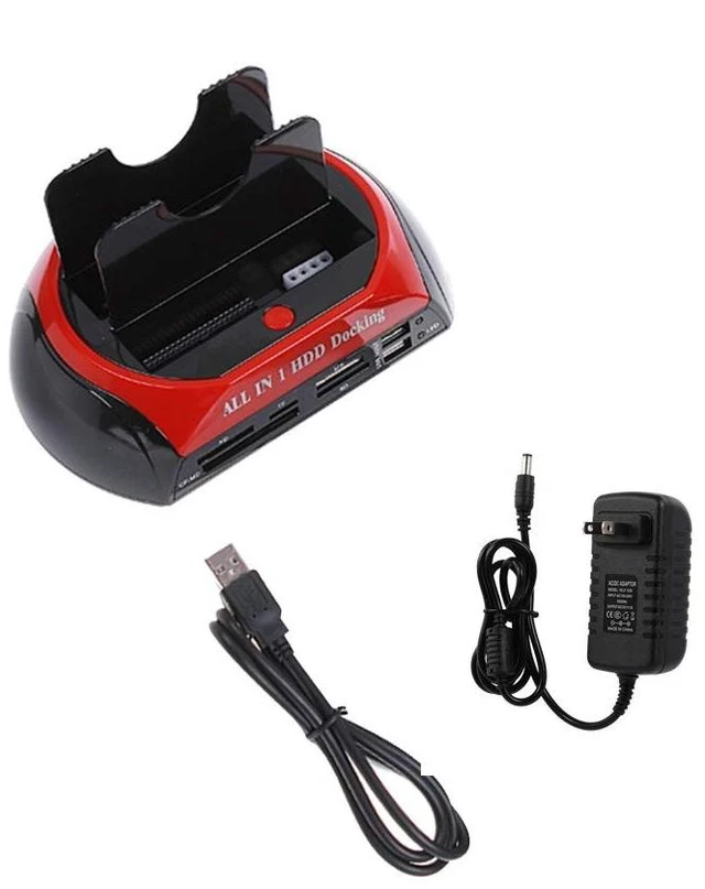 Alt view image 2 of 5 - Multifunctional Hard Disk Base 2.5/3.5 inch IDE/SATA Mobile Hard Disk Base Dual-bay HDD Docking Station US Plug