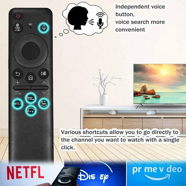 Alt view image 4 of 5 - BN59-01432A TM2360E Solar Voice Remote Compatible with Samsung Neo QLED 8K HDR Smart TVs, Fit for Frame Crystal UHD Smart TV, with Bluetooth Rechargeable Solar Cell, 2023 Model Black, BN59-01432