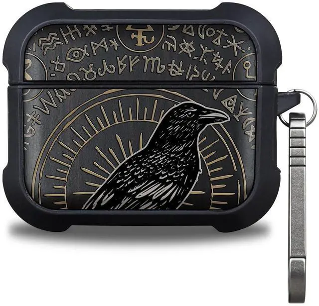 Main image of Black Solid Wood for AirPods Pro 3 Case (2025), Raven of Prophecy