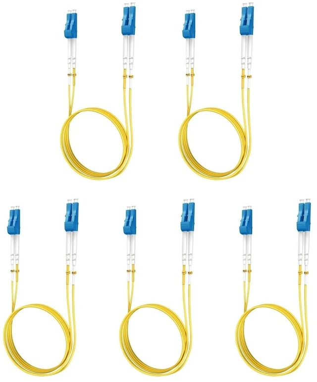 Main image of Yonwide Single Mode Fiber Lc to Lc 3m (9.84 ft) 5 Pack, OS2 Single Mode Patch Cable Duplex, Singlemode Fiber Optic Cable, LSZH SM Fiber, Yellow SMF 3 Meter