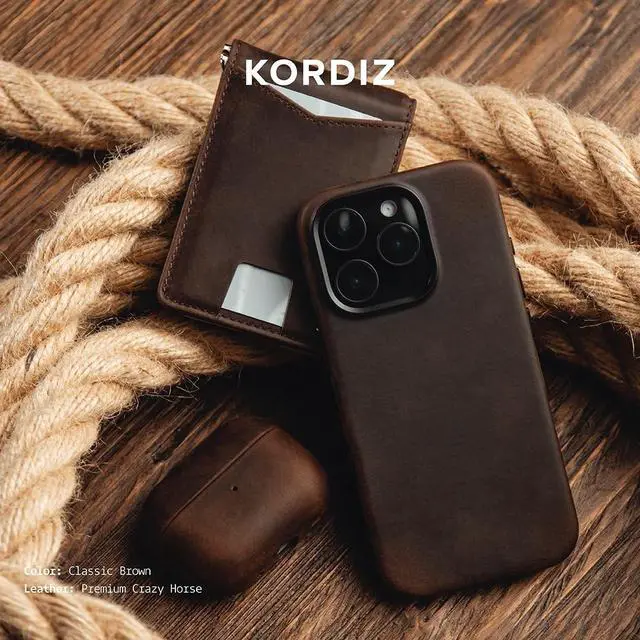 Alt view image 5 of 5 - KORDIZ for AirPods Pro 2nd Generation Leather Case Cover Genuine Full-Grain Crazy Horse Cowhide Leather Case for Airpods Pro 2 Rugged Vintage Patina Front LED Visible (Rustic Br