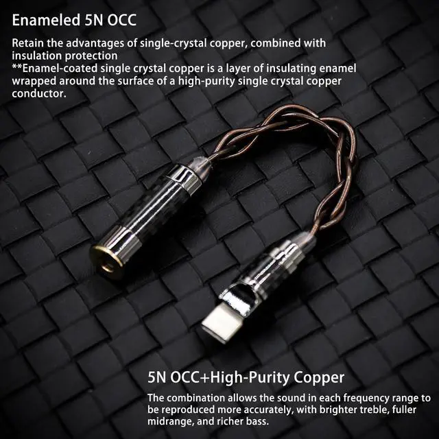Alt view image 5 of 5 - Elihp USB C Headphopne Jack Adapter,OCC 4 Cord Aux to USB C DAC Dongle with Dual Chip CX31993 MAX97220,Type-C to 3.5mm Headphone Adapter with in Ear Monitor Cable
