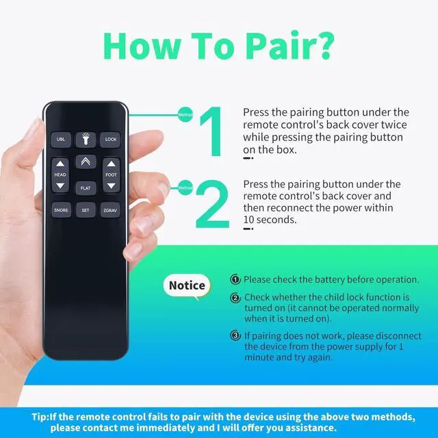 Alt view image 2 of 5 - Snrigw Replacement Remote Control for Leggett & Platt Richmat HJH173 Adjustable Bed Base