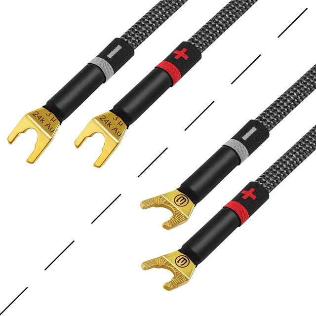 Alt view image 4 of 5 - WORLDS BEST CABLES 15 Foot Ultimate - 12 AWG - Ultra-Pure OFC - Premium Audiophile HiFi Speaker Cable Pair with Eminence Spade Plugs & Carbon Tweed Jacket