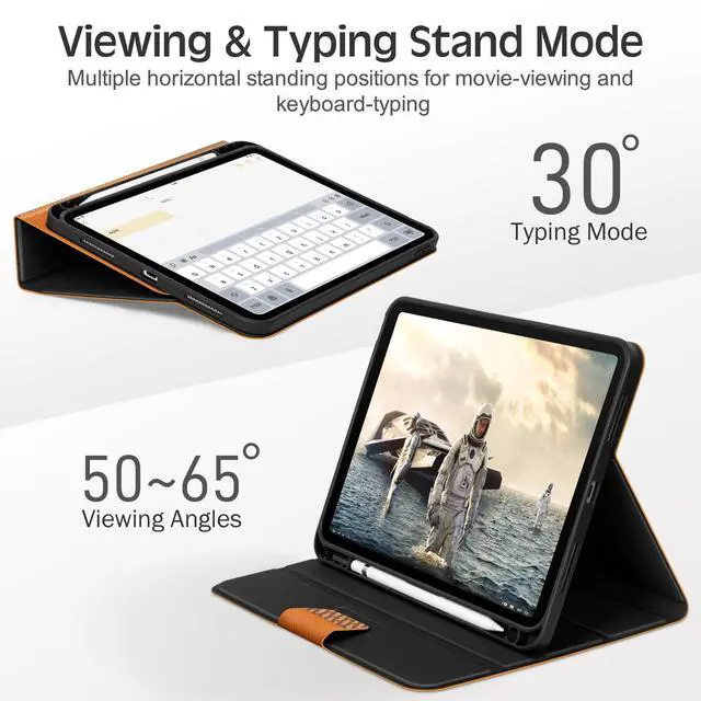 Alt view image 4 of 5 - KingBlanc Case for iPad (A16) 11th Generation 11 Inch 2025, iPad 10th Gen 10.9 Inch 2022 with Pencil Holder, PU Leather Protective Cover, Auto Sleep/Wake, Viewing/Typing Angle, Magnetic Clasp, Brown