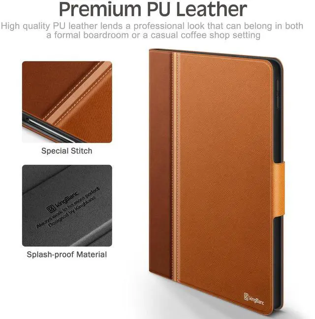 Alt view image 5 of 5 - KingBlanc Case for iPad (A16) 11th Generation 11 Inch 2025, iPad 10th Gen 10.9 Inch 2022 with Pencil Holder, PU Leather Protective Cover, Auto Sleep/Wake, Viewing/Typing Angle, Magnetic Clasp, Brown