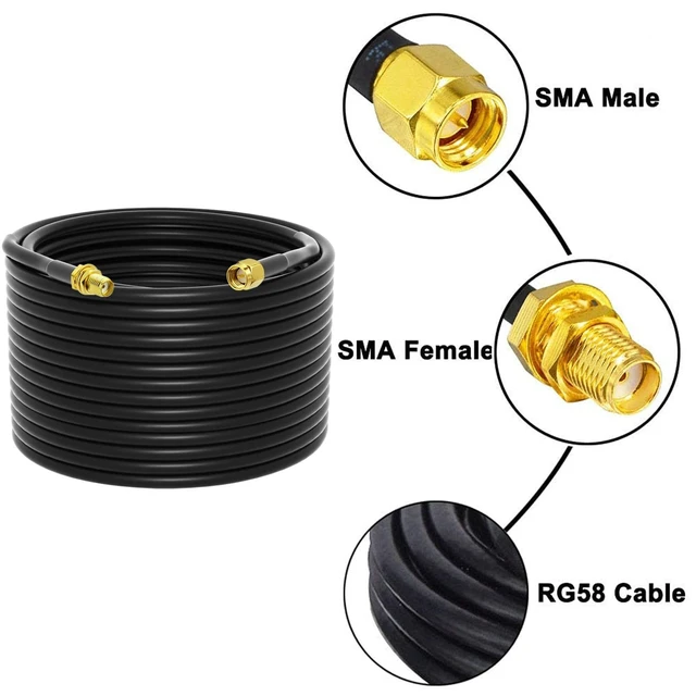 Alt view image 4 of 4 - onelinkmore 75ft RG58 SMA Extension Cable, Male to Female, 50 Ohm RF