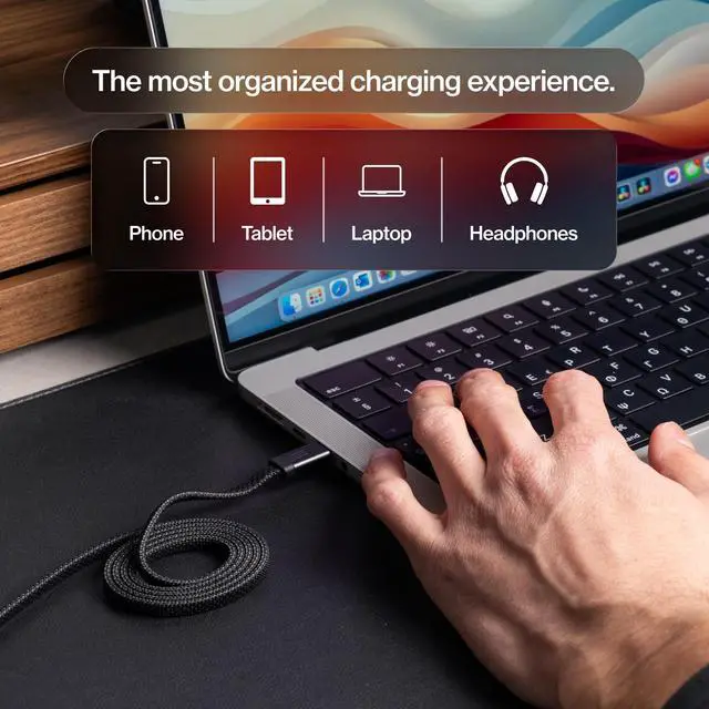 Alt view image 3 of 5 - Statik MagStack Slim Pro - USB C to USB C Cable, Magnetic Anti Tangle Flat Type C Charger Fast Charging Cord, Magnetic Charging Cable, Compatible with iPhone, iPad & Android, 100W 3FT, 5-Pack