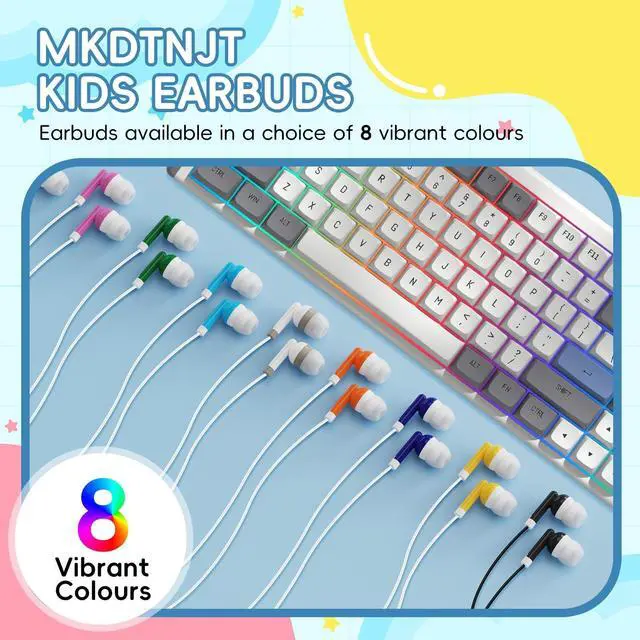 Alt view image 2 of 5 - Hengliyuan 100 Pack Bulk Kids Earbuds for Classroom,Wired in-Ear Class Set,Wholesale Wired Stereo in Ear Student Ear Buds with 3.5 mm Jack,Individually Bagged(HLY101)