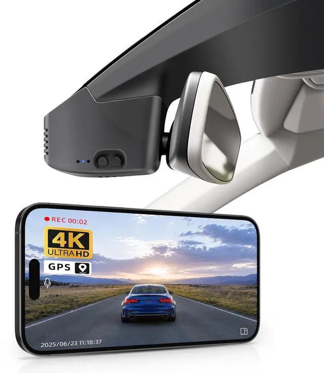 Main image of Mangoal 4K Dash Cam Custom fit for Volkswagen Tiguan 2018-2024 Gen2 AD/BW (Model B Black), Integrated OEM Look, UHD 2160P Video, App & WiFi, Loop Recording, Easy to Install, GPS, 64GB Card