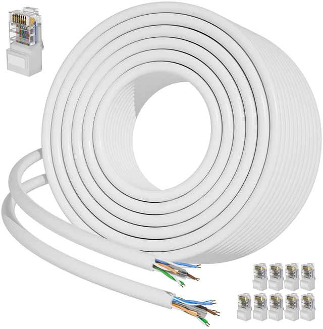 Main image of Soibke Cat 6 Ethernet Cable 200ft (10 RJ45), Heavy Duty 23AWG, White
