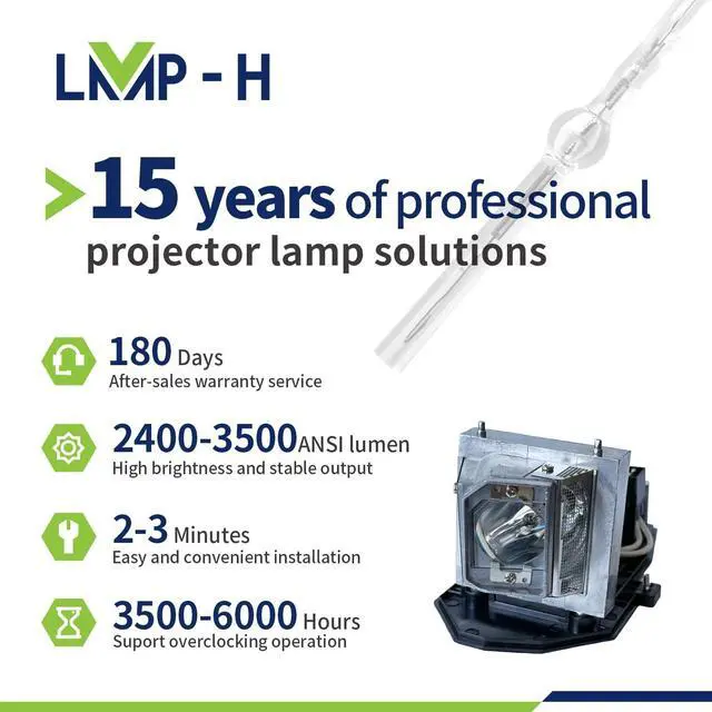 Alt view image 3 of 5 - LMP-H BL-FU190A/FU190D/ET-LAL340 Projector Lamp with Housing for OPTOMA DS229 DW339 EC280X EW556 TS556-3D for Panasonic PT-LW271 LW321 LX271 LX321 LX351 for DELL S320 S320WI for ACER P1273 P1273