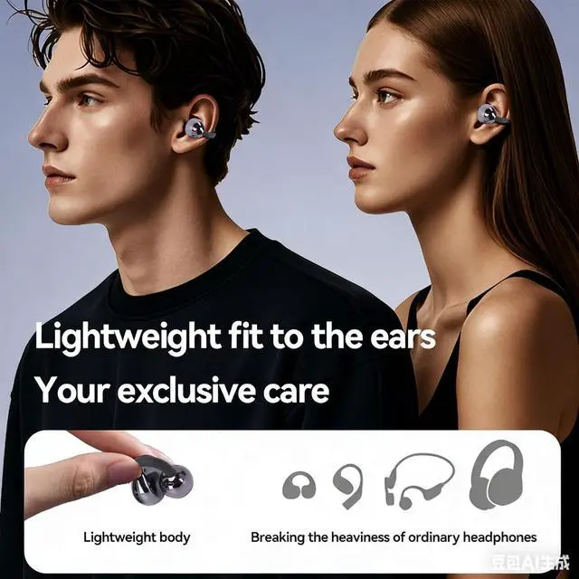 Alt view image 4 of 4 - Heayzoki Clip On Earbuds with Butterfly Earrings, Wireless Bluetooth 6.0 Clip On Headphone, Noise Cancellation, Comfortable Open Ear Buds for Workouts Running Sports