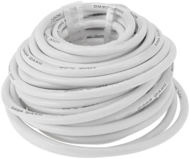 Main image of HEROFFIX Electrical Ground Wire Automotive Power Wire 39FT White TC 1 Pcs 12AWG 2 Conductor Fully Insulated& Soft Touch Jacket Universal