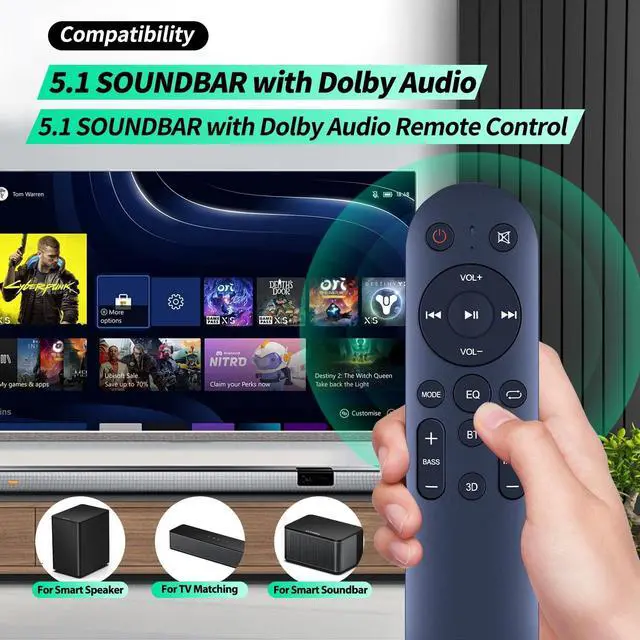 Alt view image 2 of 5 - WDZP Soundbar Remote Control Replacement fit for RAINEVERRY 5.1 SOUNDBAR with Dolby Audio