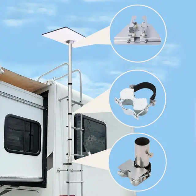 Alt view image 4 of 5 - Starlink Gen 3 Flag Pole Mount, for RV Ladders Starlink Mini Pole Mount Kit Bracket, 2-9 ft, with Gen 3 Pipe Adapter