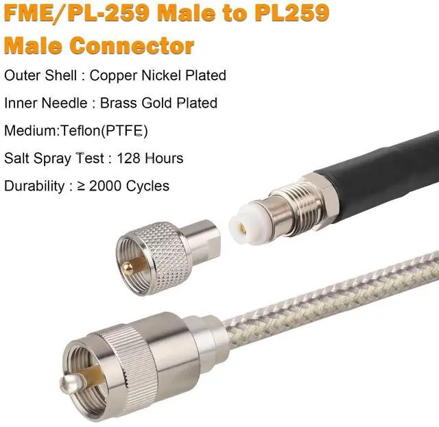 Alt view image 2 of 5 - MOOKEERF CB Coax Cable 35ft,Low Loss RG8X Stranded Core CB Antenna Cable with PL-259 and FME/PL259 Male Connector - 35 Foot