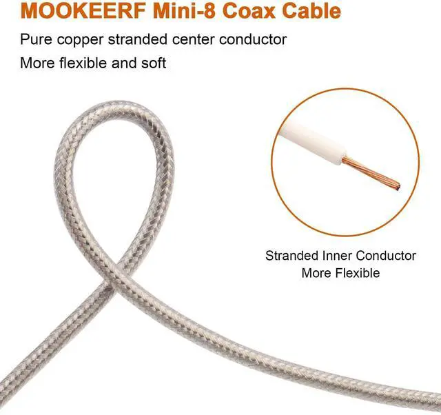 Alt view image 5 of 5 - MOOKEERF CB Coax Cable 35ft,Low Loss RG8X Stranded Core CB Antenna Cable with PL-259 and FME/PL259 Male Connector - 35 Foot