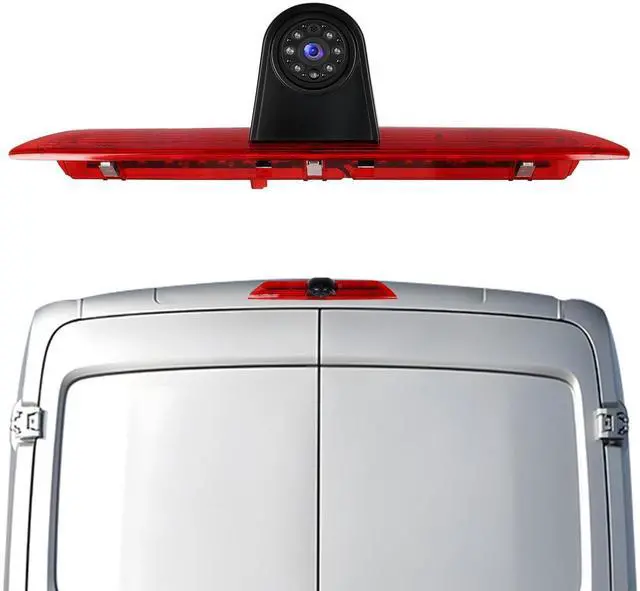 Main image of Camecho Top Rear Dual Backup Camera Rear View Compatible for Ford Transit 2014 2015 2016 2017 2018 Van Truck AHD IR Night Vision Waterproof Roof Mount Reversing Brake Light Parking Assist Replaces