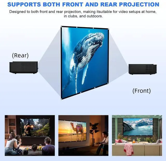 Alt view image 3 of 5 - Projector Screen 100 inch,DUYIKJ Portable Projector Screen Washable Anti-Crease Indoor Outdoor 4K 16:9 HD Rear Front Projection Movies Screen for Home Theater Office Party Classroom