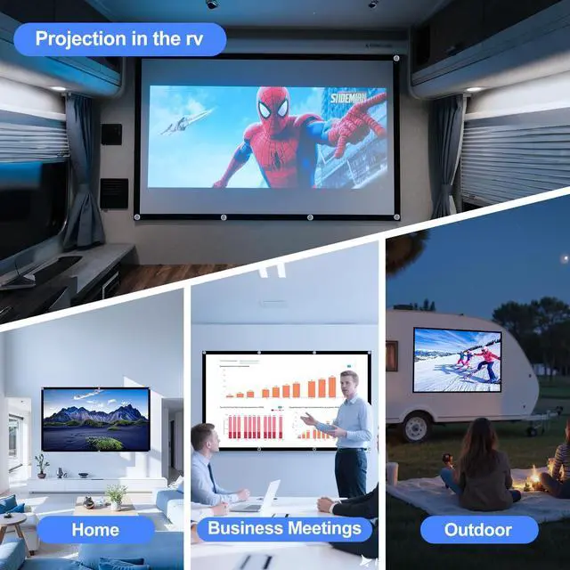 Alt view image 5 of 5 - Projector Screen 100 inch,DUYIKJ Portable Projector Screen Washable Anti-Crease Indoor Outdoor 4K 16:9 HD Rear Front Projection Movies Screen for Home Theater Office Party Classroom