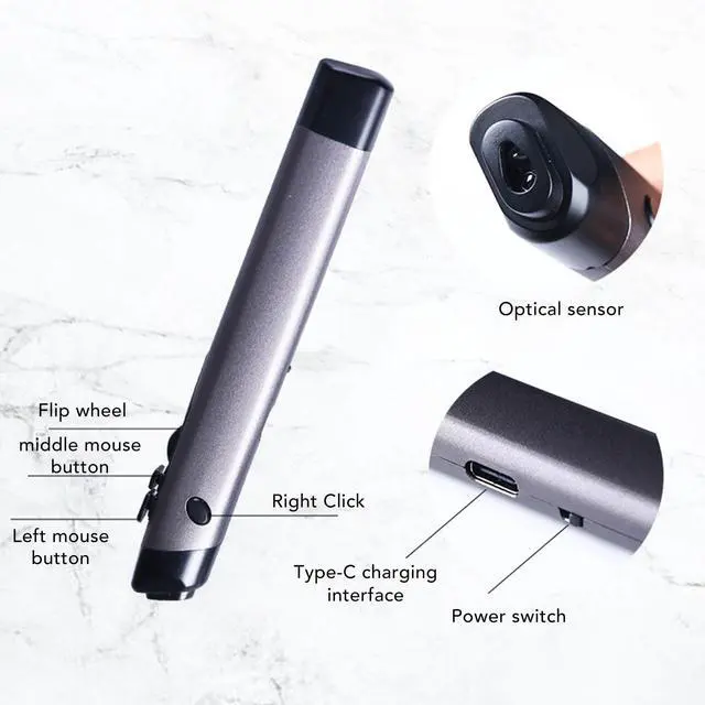 Alt view image 4 of 5 - SUNGOOYUE Optical Pocket Pen Mouse, 1200 DPI Optical Pen Mouse with and Air Dual Mode Support 2.4Ghz and Bluetooth Ways to Connect for PC Laptop PC Smartphone