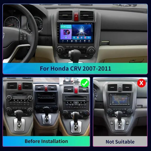 Alt view image 2 of 5 - 4GB+32GB Android 13 Car Stereo Radio Upgrade for Honda CRV 2007-2011,9.2 Inch Touch Screen Car Radio with Wireless Carplay Android Auto,WiFi,GPS,FM/RDS, 48EQ Radio SWC+1080P Rear Camera