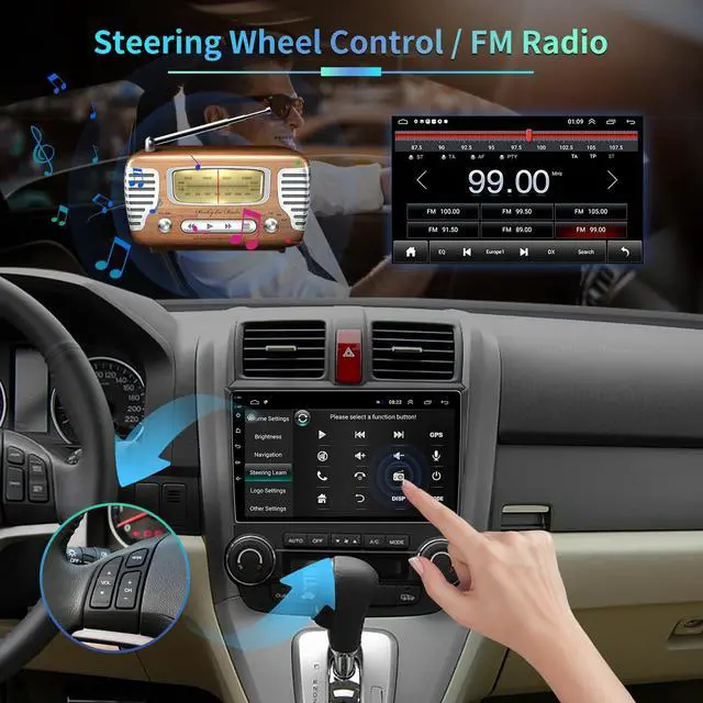 Alt view image 5 of 5 - 4GB+32GB Android 13 Car Stereo Radio Upgrade for Honda CRV 2007-2011,9.2 Inch Touch Screen Car Radio with Wireless Carplay Android Auto,WiFi,GPS,FM/RDS, 48EQ Radio SWC+1080P Rear Camera