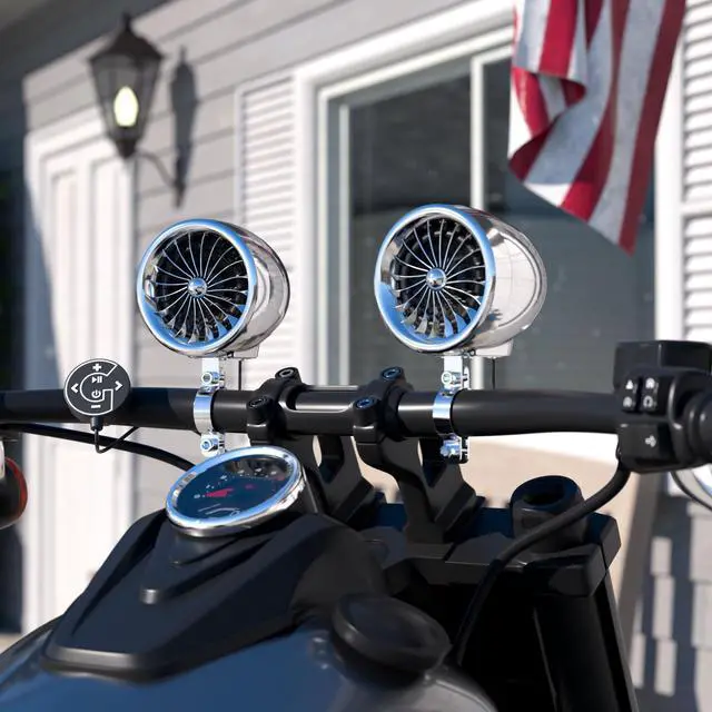 Alt view image 4 of 5 - GoHawk Bluetooth Motorcycle Speakers with Amplifier, Wired Control, FM Radio, 4 Inch Weatherproof Speakers Great for Use with ATVs/Motorcycles