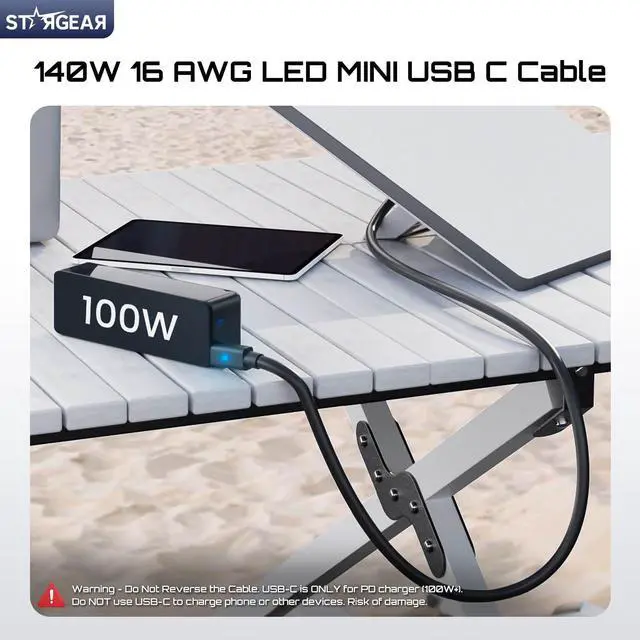 Alt view image 3 of 5 - STARGEAR Starlink Mini Cable 16.4FT, 16AWG Starlink Cable with Indicator Light 140W USB C to DC, Accessories for Starlink Work with 100W+ PD Source, Compatible with 28V PPS 20V PD Protocols