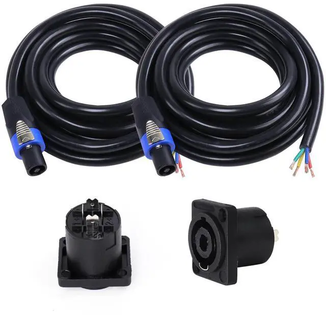 Main image of SUNNAREPOON 12 Feet Speakon Cable to Bare Wire, 12 Gauge 4 Wires SpeakON Twist Lock Plug to Open End Cables with NL4MP Socket, for Chuchero, Home Audio, PA, DJ, Stage - 2 Pack 4 Conductors