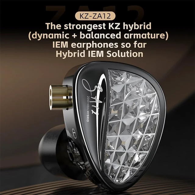 Alt view image 2 of 5 - KZ ZA12 in Ear Monitor, 2DD+4BA Hybrid Wired Earbuds, KZ in Ear Monitor, Gaming Earbuds, Crystal Clear IEM Earphones, Silver-Plated IEM Cable for Audiophile Enthusiasts (No Microphone, Matte Black)